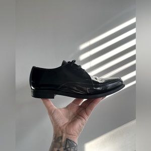 Bianca Di Black Leather Oxford Pointed Toe Size 37 Made in Italy